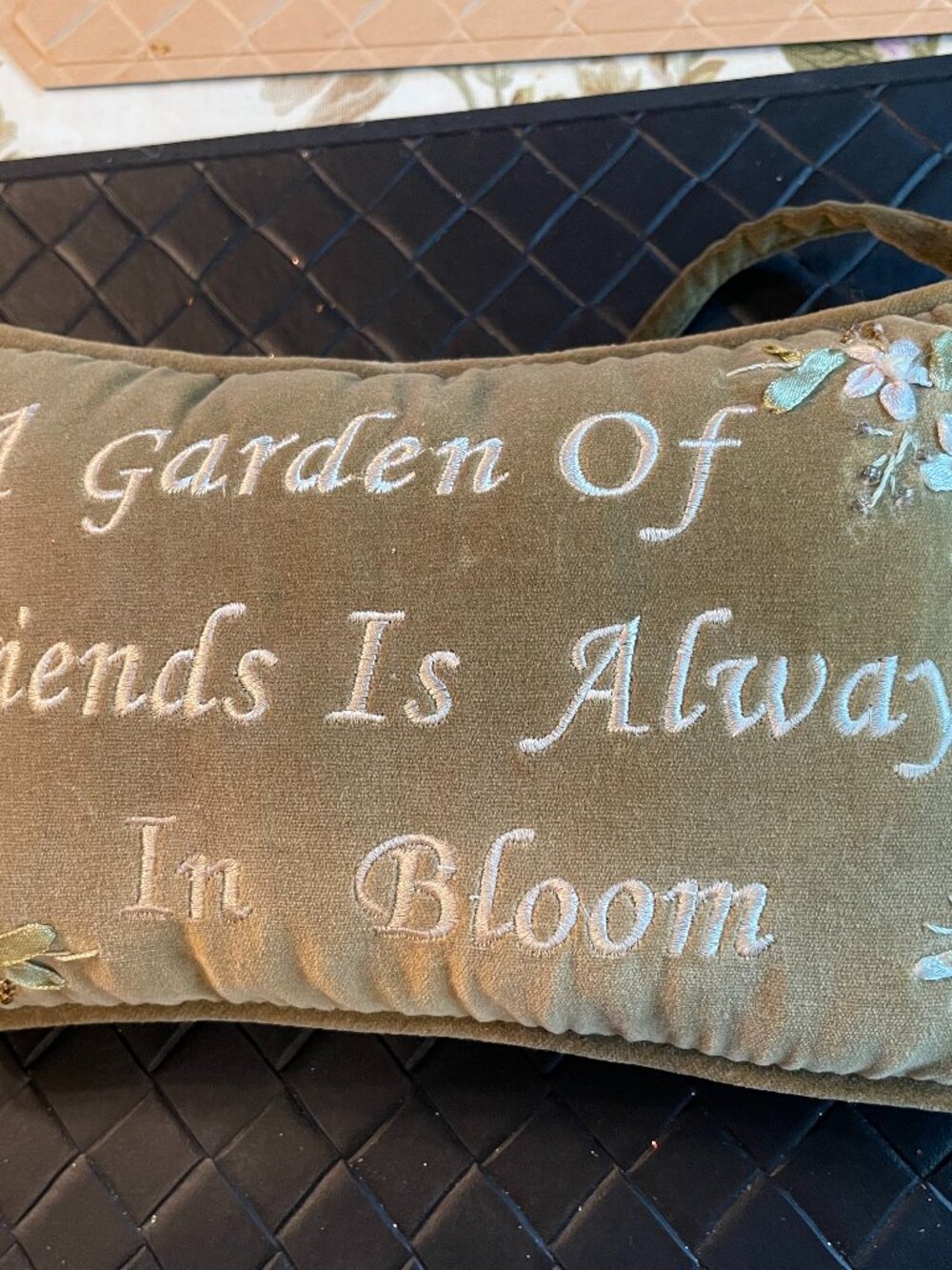 Accent Pillow A Garden of Friends is Always in Bloom Small Green